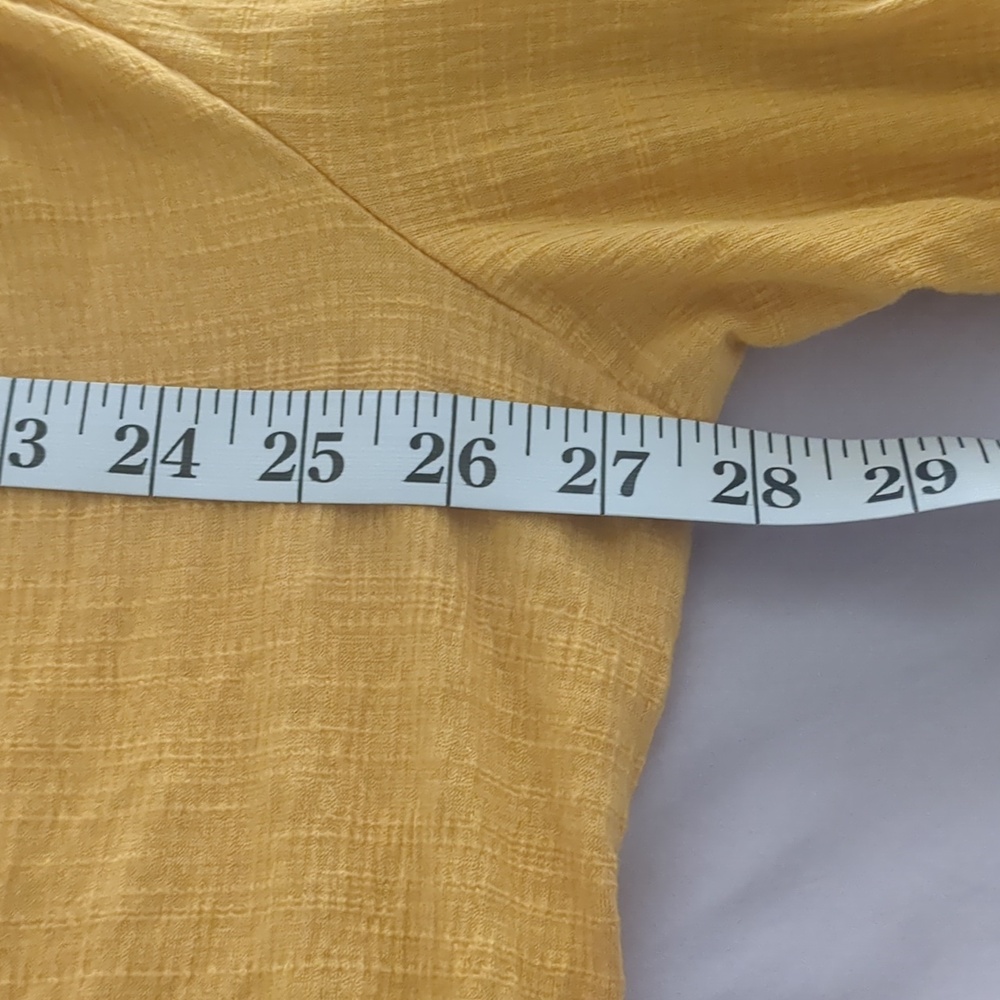 Max Studio 3X Mustard Boho Peasant Blouse Ruffle Neck Gauze Cottagecore Curvy - Picture 9 of 11